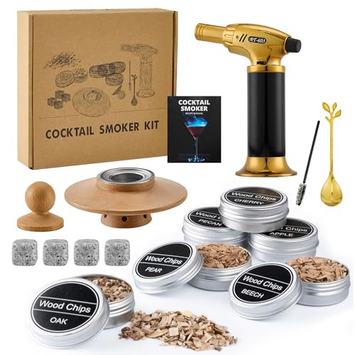 Kit Fumoir &agrave; Cocktails et Whisky avec 6 Bois Aromatiques