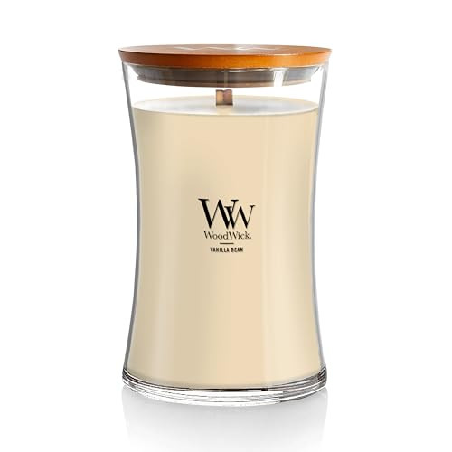 Grote geurkaars uit de WoodWick Collection Hourglass met knetterende lont