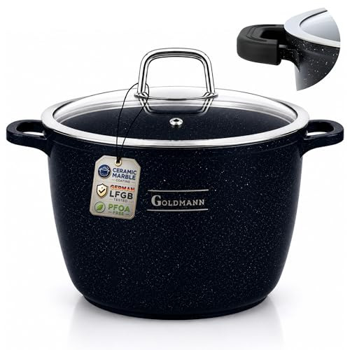 GOLDMANN Casserole/Marmite Aluminium, 24 cm, 6.2 L, rev&ecirc;tement antiadh&eacute;sif en c&eacute;ramique effet mar...