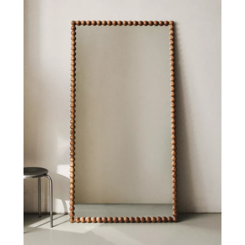 LARGE RECTANGULAR VERTICAL MIRROR WITH WOODEN FRAME
