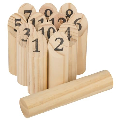 Eddy Toys Jeu de Quilles en Bois 13 Pi&egrave;ces &ndash; M&ouml;lkky Finlandais Num&eacute;rot&eacute; pour Enfants, Adultes et ...