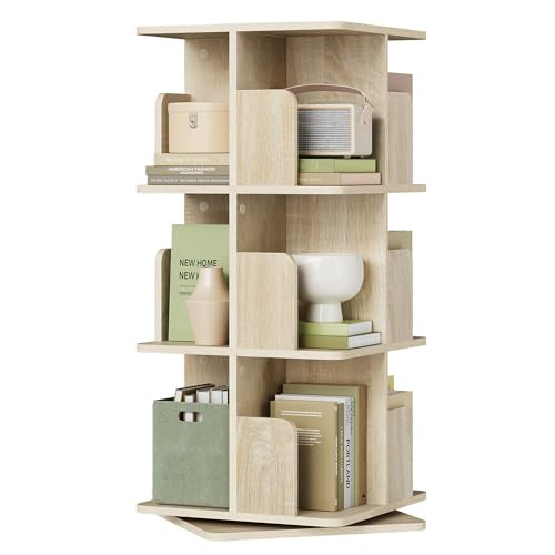 EUGAD Biblioth&egrave;que Rotative 360&deg;3 Niveaux 12 Compartiments - Salon Bureau 40x94.5x40 cm, Ch&ecirc;ne Cl...