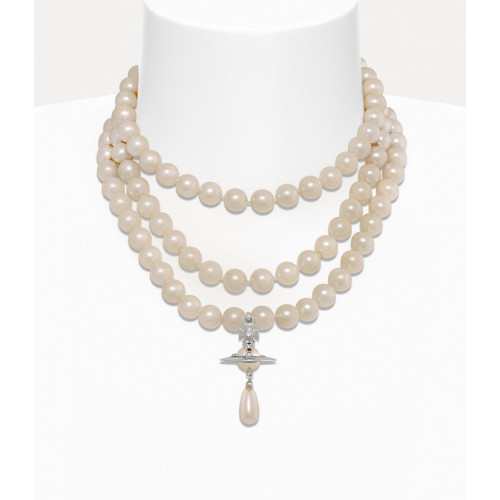 Three Row Pearl Drop Choker