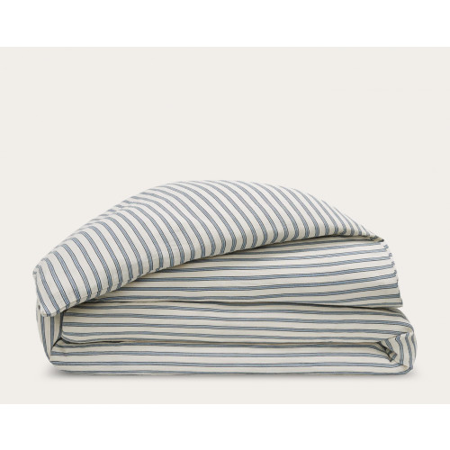 Housse de couette Gaze de coton Rayure Vintage Bleue - Bonsoirs