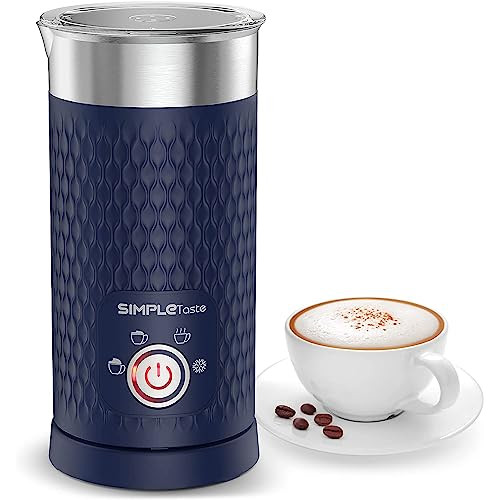 SIMPLETASTE Mousseur &agrave; lait &eacute;lectrique, 4 en 1, pour mousse de lait chaude et froide, chauffage d...
