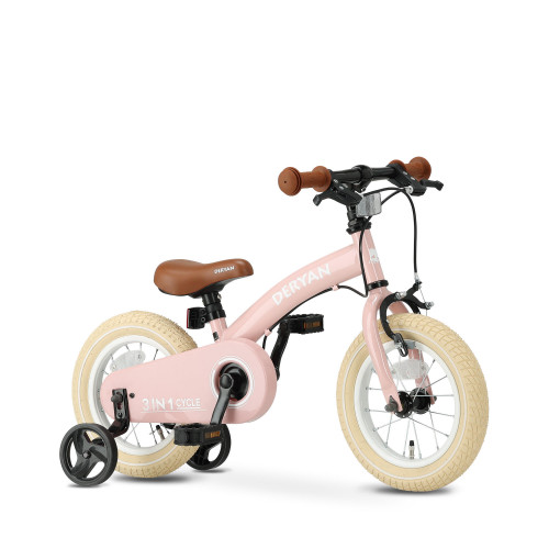 V&eacute;lo enfant 3-en-1 12 pouces - Draisienne - Avec roulettes - Rose | Decathlon