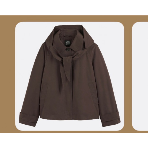 Trench court &agrave; capuche foulard amovible