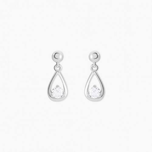 Boucles d'oreilles fantaisie Goutte Argent Oxyde de Zirconium Poire 3 griffes Blanc 925/1000 