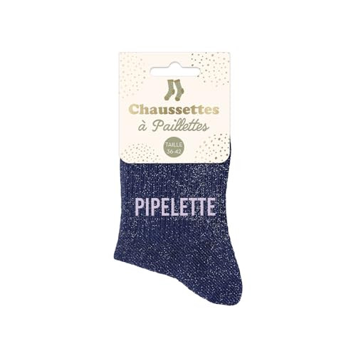 Chaussettes &agrave; paillettes pipelette bleu