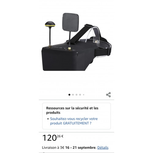 EV800D Casque vid&eacute;o HD DVR Diversit&eacute; FPV 5,8 G 40 CH 5 pouces 800 x 480 pour mod&egrave;le RC