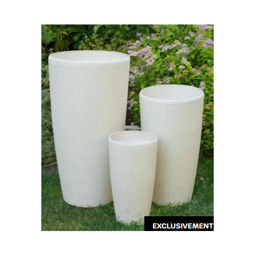 Cache Pot D'ext&eacute;rieur Beliani Abdera Beige 31x31x58 Cm